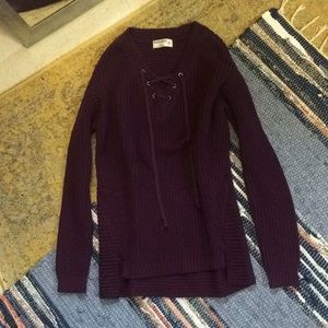 Ruff Hewn Laced Knit Jumper in Eggplant